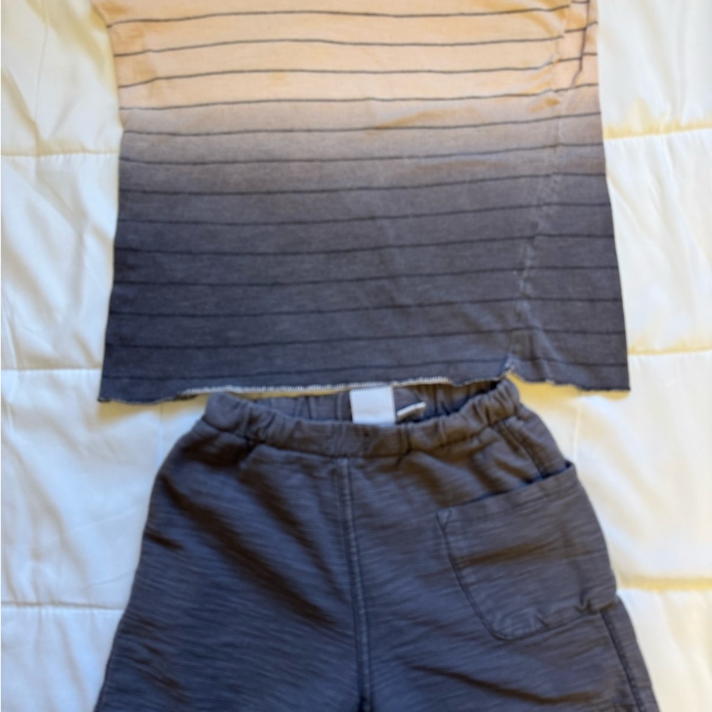 Zara gradient gray summer shirt and shorts set